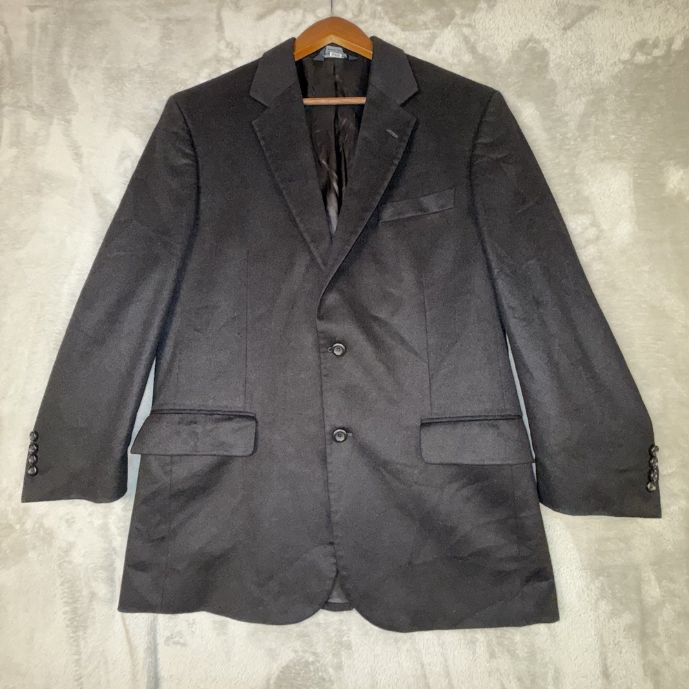 Jos A Bank 100% Cashmere Blazer Sport Coat Jacket Men 41R Black 2 Button Classic - Picture 4 of 16